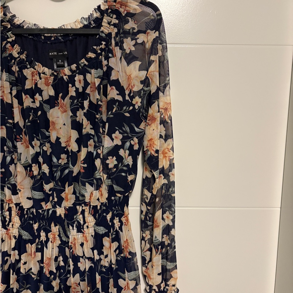 Elegant Floral Long Sleeve Maxi Dress